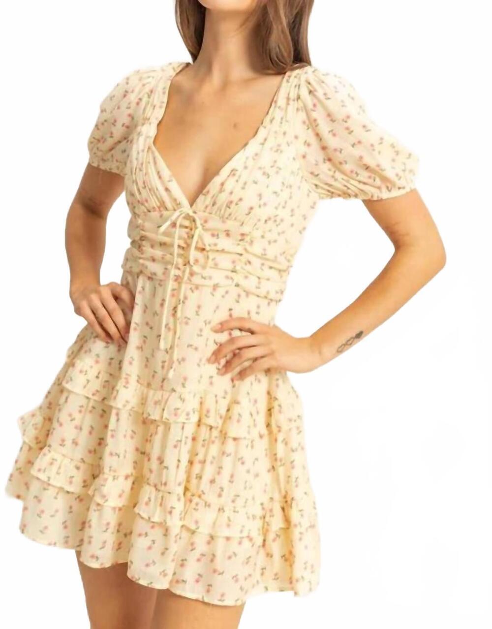 NEW HYFVE deep v-neck mini dress in yellow